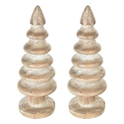 Whisen D2.6x7.7" Wooden Tree Table Decor, 2 Pack, Christmas Decoration - Natural Wood | Target