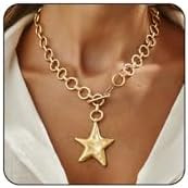 Chunky Gold Star Necklace Big Silver Statement Necklace for Women Big Star Chunky Necklaces Large... | Amazon (US)