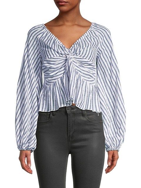 Twist-Front Stripe Cotton Shirt | Saks Fifth Avenue OFF 5TH