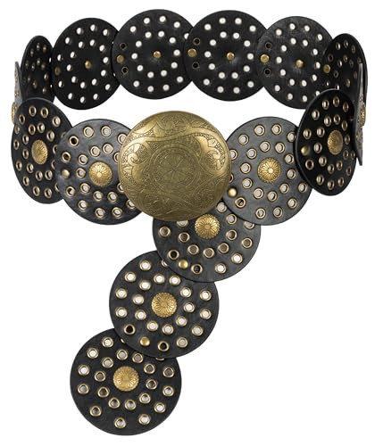 Eohak Women Wide Western Disc Belt Cowgirl Boho-Concho Leather Belts for Jeans Dress | Amazon (US)