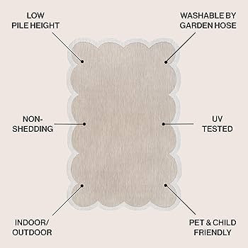 JONATHAN Y Cottage Two-Tone Scalloped Indoor Outdoor Area Rug 8X10 Beige/Cream, Alice Classic for... | Amazon (US)