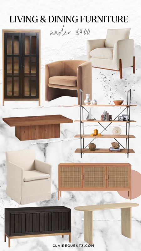 Living room & dining room furniture for under $400. Media consoles, console tables, dining room chairs, living room chairs, velvet chair, coffee table, bookshelves, cabinets. 

#competition

#LTKsalealert #LTKhome #LTKFind