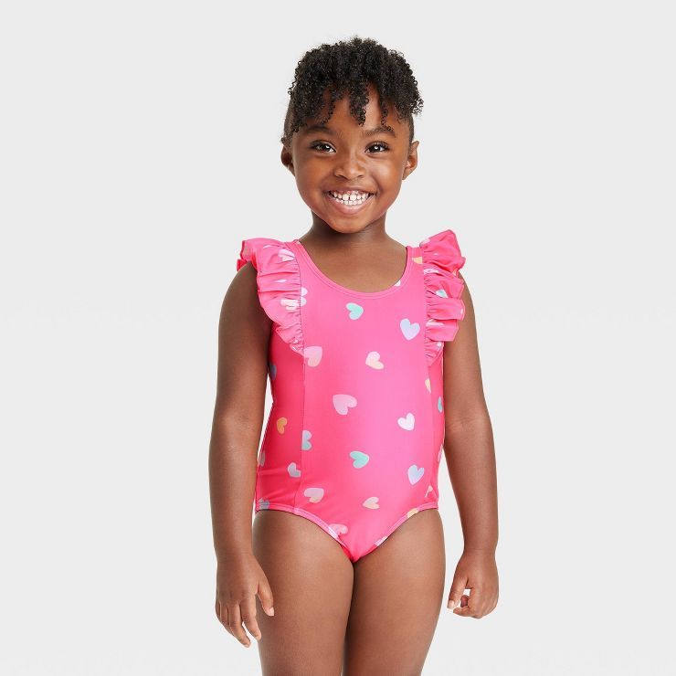 Toddler Girls' Hearts One Piece Swimsuit - Cat & Jack™ Pink | Target