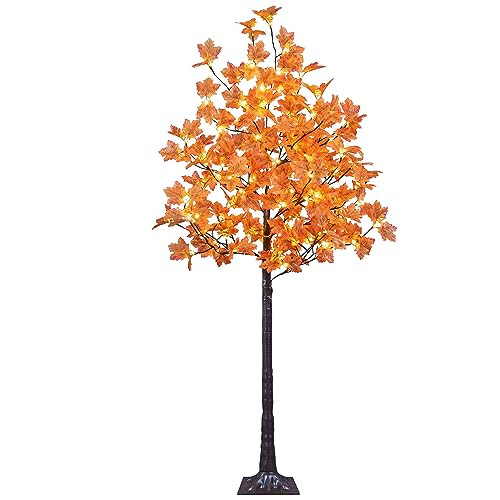 LIGHTSHARE 6FT 120LED Artificial Lighted Maple Tree Warm White Fall Decorations Indoor Ourdoor, O... | Amazon (US)