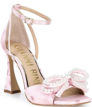 Gianni Bini Lennon Satin Pearl Bow Ankle Strap Dress Sandals | Dillard's | Dillard's