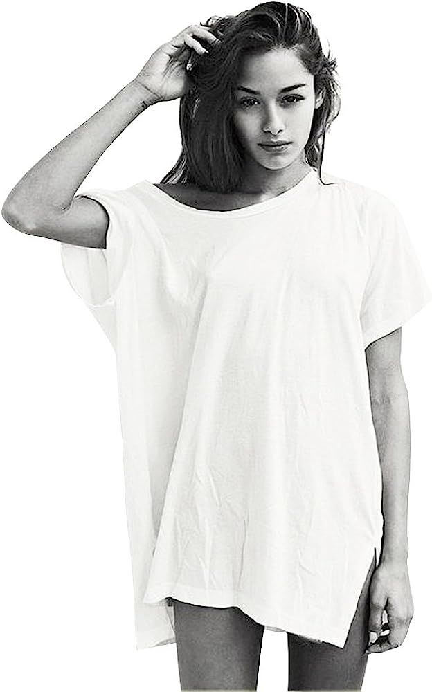 XXL Oversized T Shirt Dress Women Summer Casual Cotton Vintage Cute White Black Loose Baggy Long Tee | Amazon (US)