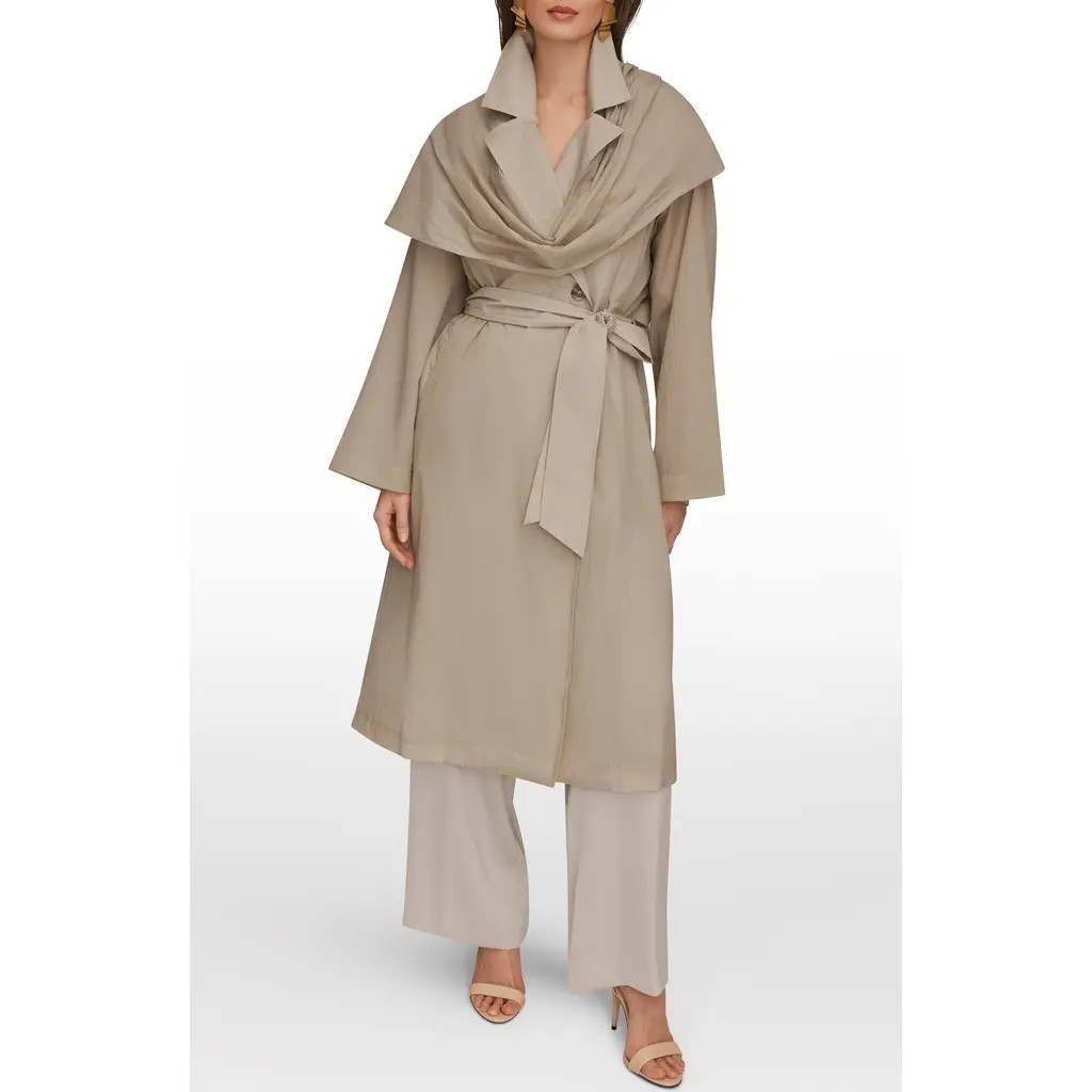 Donna Karan New York Belted Trench Coat with Drape in Tuscan Grey at Nordstrom, Size X-Small | Nordstrom