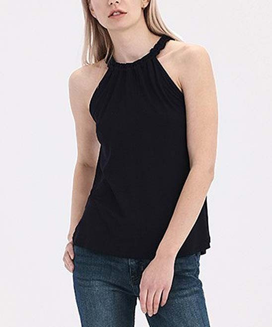 Lydiane Women's Tank Tops BLACK - Black Halter Swing Top - Women | Zulily