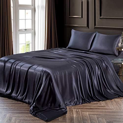 Chvonttow 4 Piece Satin Sheets Queen Size Luxury Silky Satin Bed Sheets Set, Wrinkle, Fade, Stain... | Amazon (US)