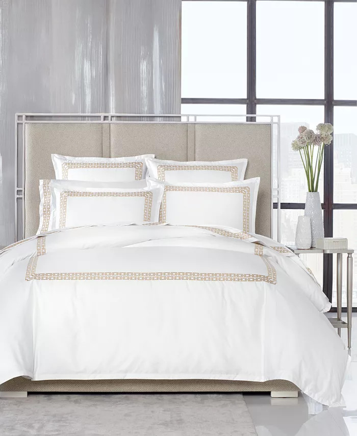 Chain Links Embroidered 100% Pima Cotton Duvet Cover, King, Created for Macy's | Macys (US)