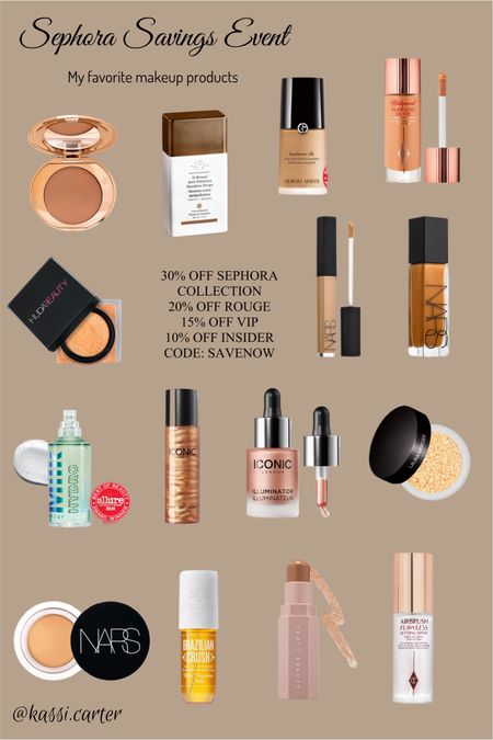 Sephora Savings Event 
Bronzing drops 
Charlotte Tilbury flawless filter 
Nars natural radiant 
Fenty beauty 
Nars concealer 
Laura Mercier 

#LTKBeautySale #LTKbeauty #LTKGiftGuide