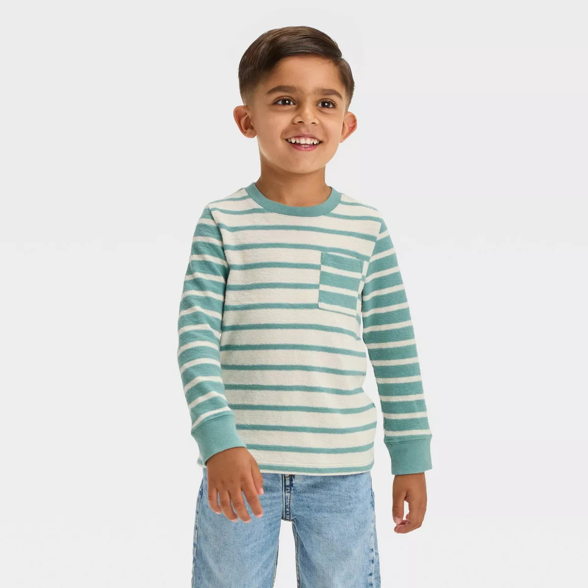 Toddler Boys' Long Sleeve Striped Pocket T-Shirt - Cat & Jack™ | Target