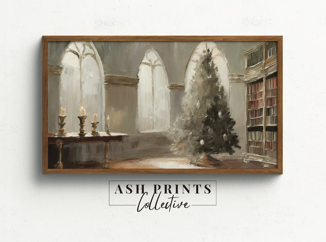 Vintage Style Christmas Frame TV Art Christmas Tree in a - Etsy | Etsy (US)