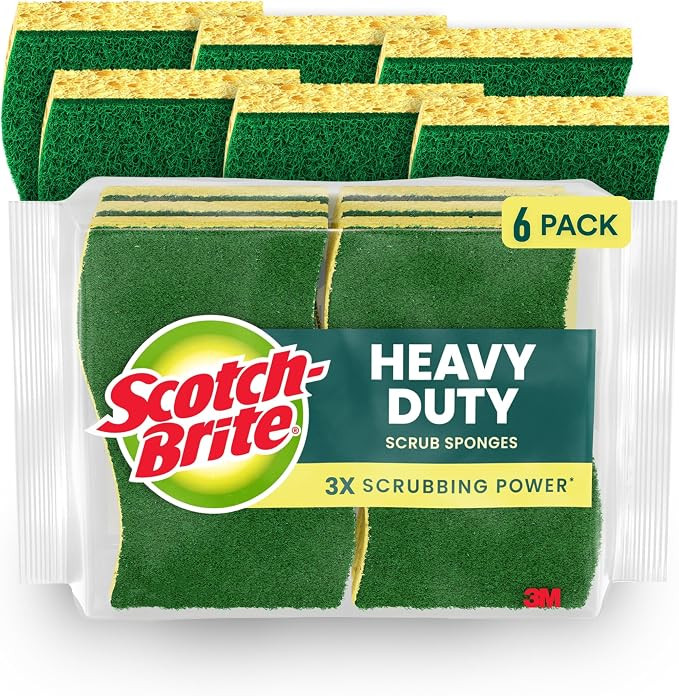 Scotch-Brite Heavy Duty Scrub Sponge, 6 Kitchen Sponges Designed for Tough Messes in the Kitchen ... | Amazon (US)