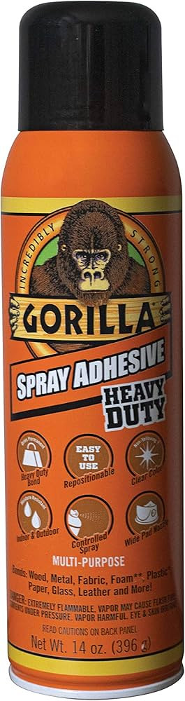 Gorilla Heavy Duty Spray Adhesive, Clear Glue, 14 Ounce (Pack of 1) - All Purpose with Comfort No... | Amazon (US)
