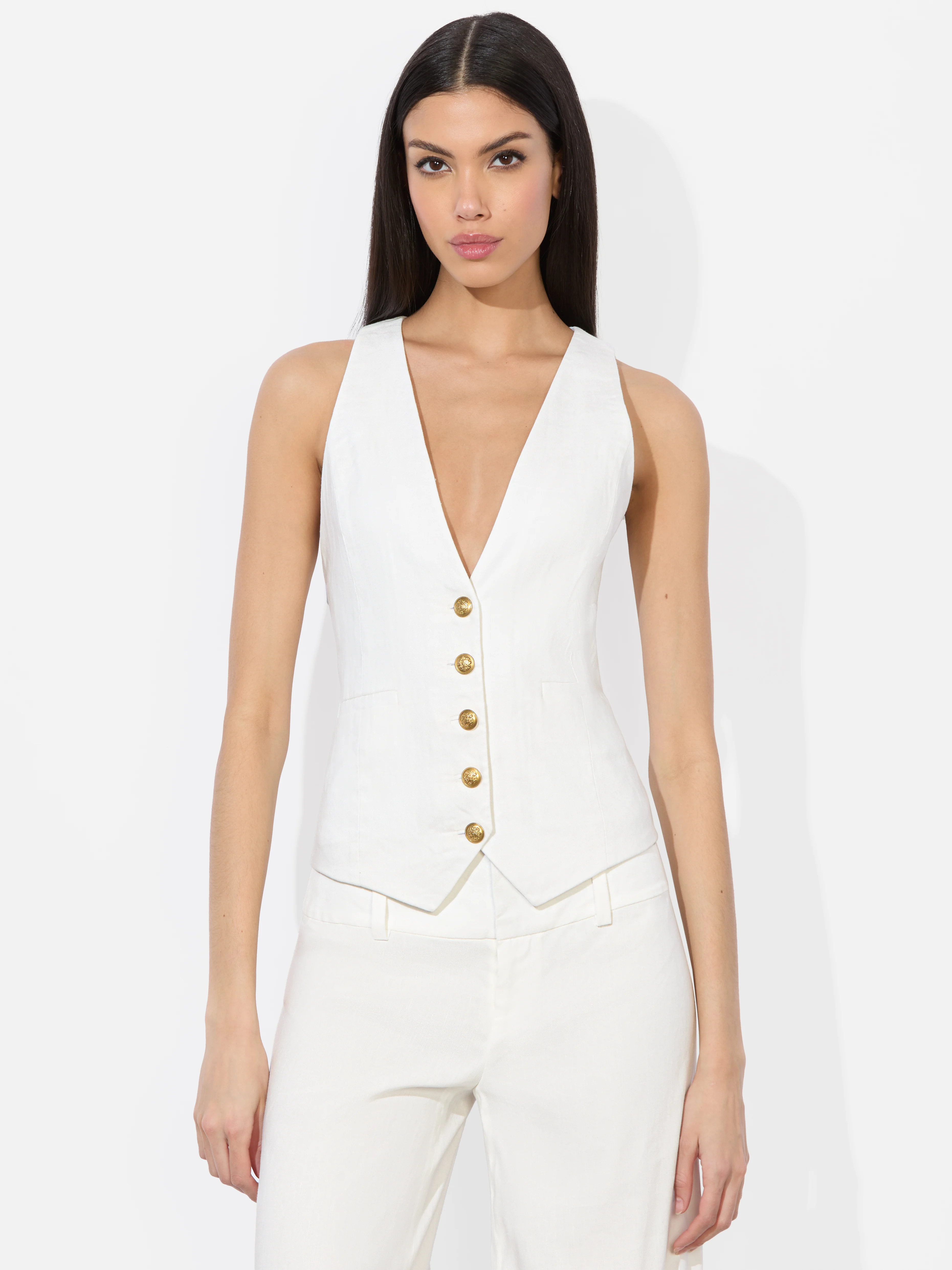 alice + olivia MAZIE LINEN VEST | Alice + Olivia