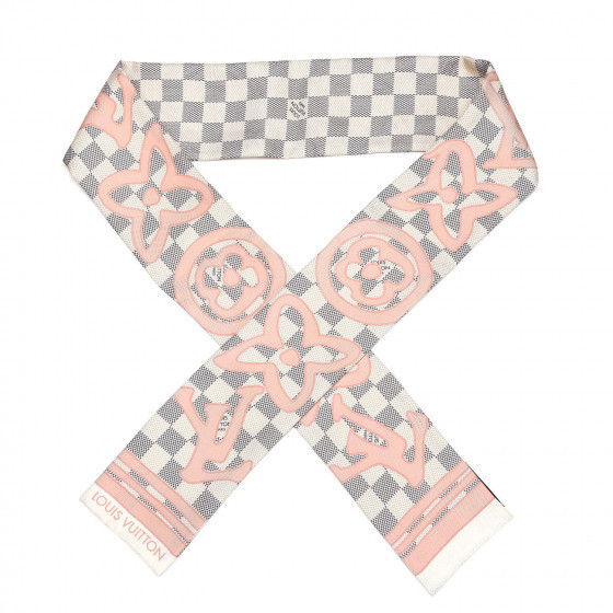 LOUIS VUITTON Silk Damier Azur Tahitienne Bandeau Rose Ballerine | Fashionphile