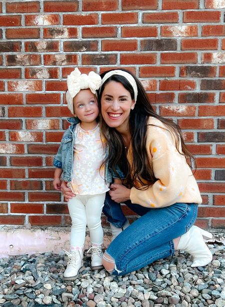 Mama and mini matching  ; Mother’s Day matching ; flower cardigan ; Daisy sweater ; spring outfits ; toddler girl flower top 

Embossed bow headband / neutral headband @tyednknots - code JULES 

#LTKkids #LTKSeasonal #LTKfamily