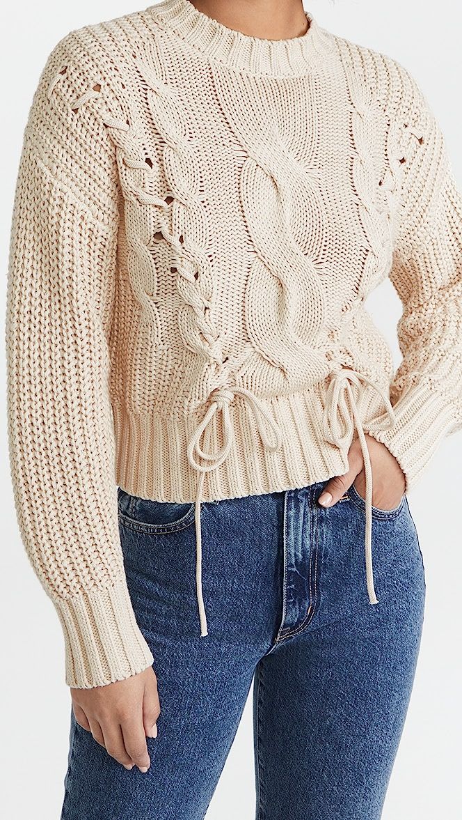 Cotton Cable Sweater with Lacing | Shopbop