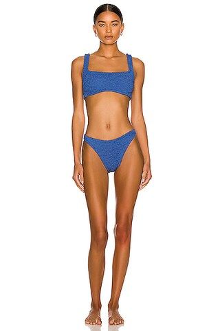 Hunza G Xandra Bikini Set in Metallic Denim | FWRD | FWRD 