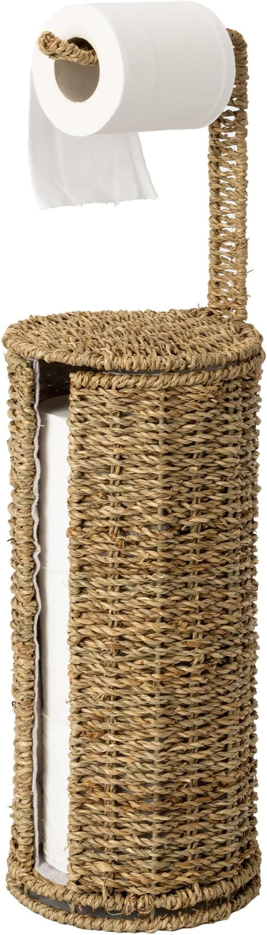 StorageWorks Wicker Seagrass Freestanding Toilet Paper Holder Stand with Storage, Farmhouse Cover... | Amazon (US)