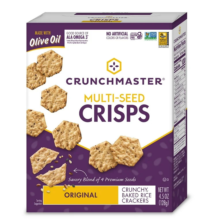Crunchmaster Original Multi-Seed Crisps Gluten-Free Crackers, 4.5 oz. Foil Bag in Carboard Box | Walmart (US)