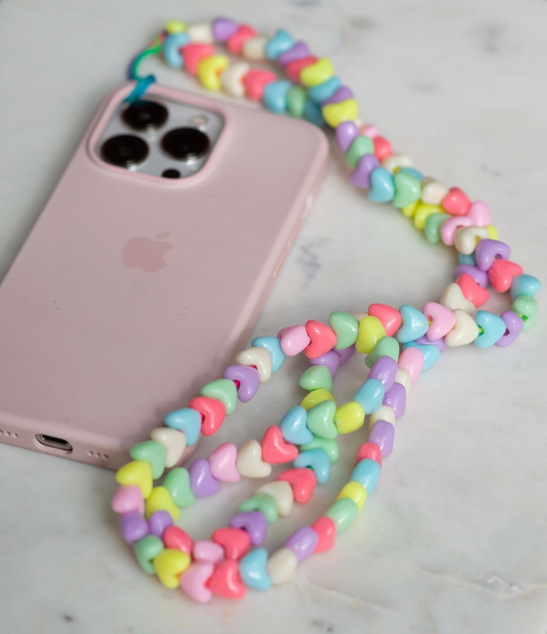 Pastel Heart Phone Chain - Etsy | Etsy (US)