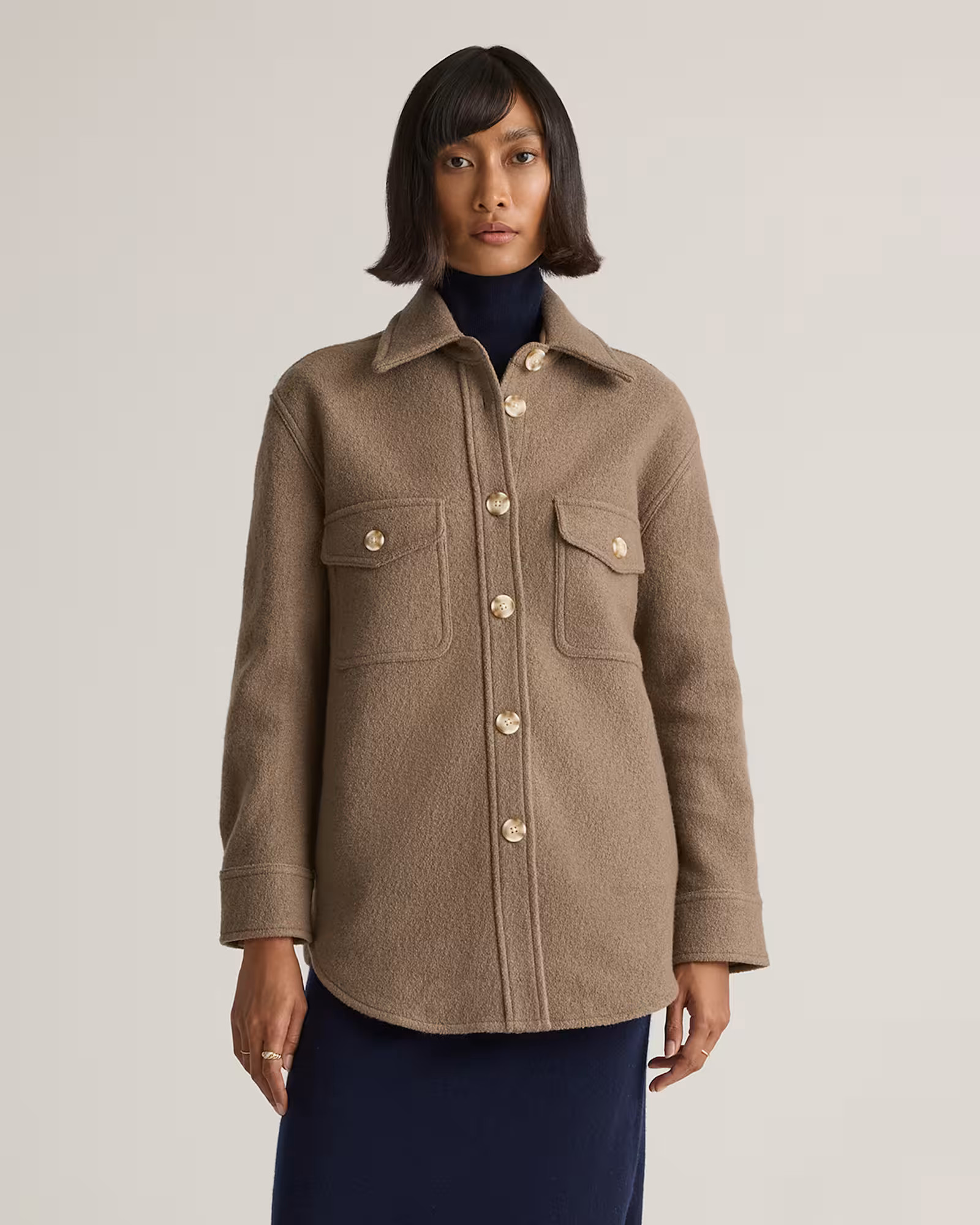 100% Merino Wool Shirt Jacket in Heather Elm | Quince