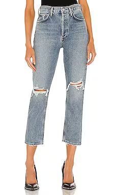 AGOLDE Riley High Rise Straight Crop in Escalate from Revolve.com | Revolve Clothing (Global)