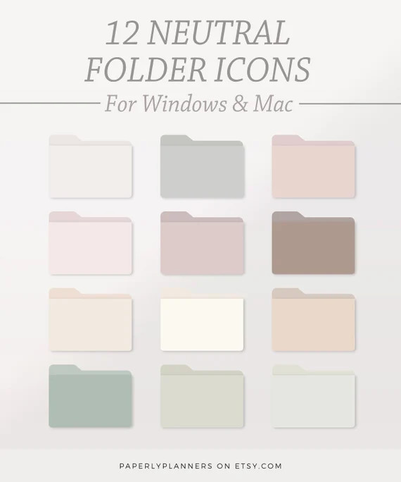 12 NEUTRAL Desktop Folder Icons  Mac and Windows | Etsy | Etsy (US)