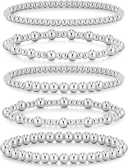 adoyi Gold Bracelets for Women Beaded Bracelet 14K Gold Plated Bracelet Stack Strand Stretch Bead... | Amazon (US)