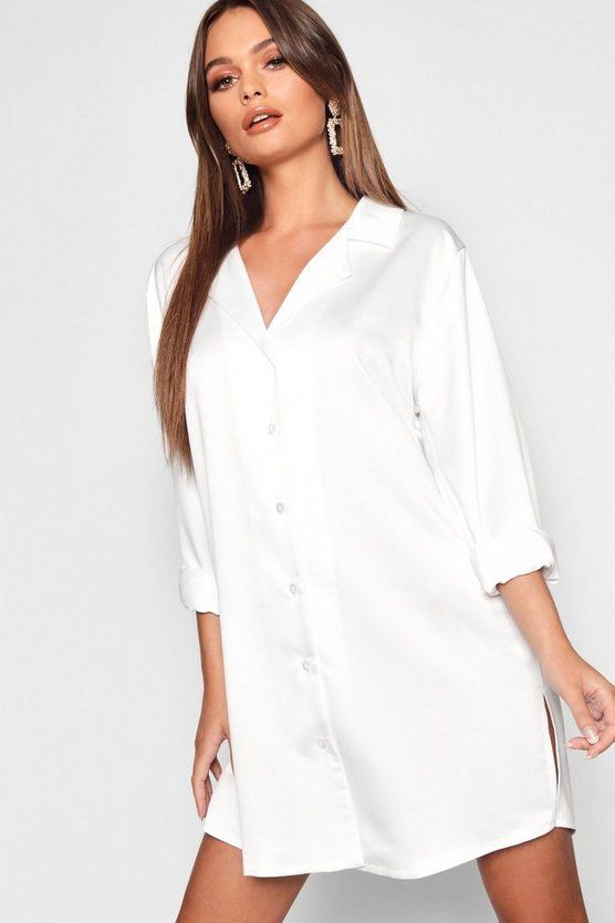 Luxe Satin Oversized Shirt Dress | Boohoo.com (US & CA)