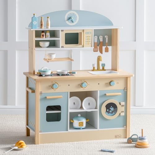 ROBUD Wooden Play Kitchen Set for Kids Toddlers, Toy Kitchen Gift for Boys Girls, Age 3+ | Amazon (US)