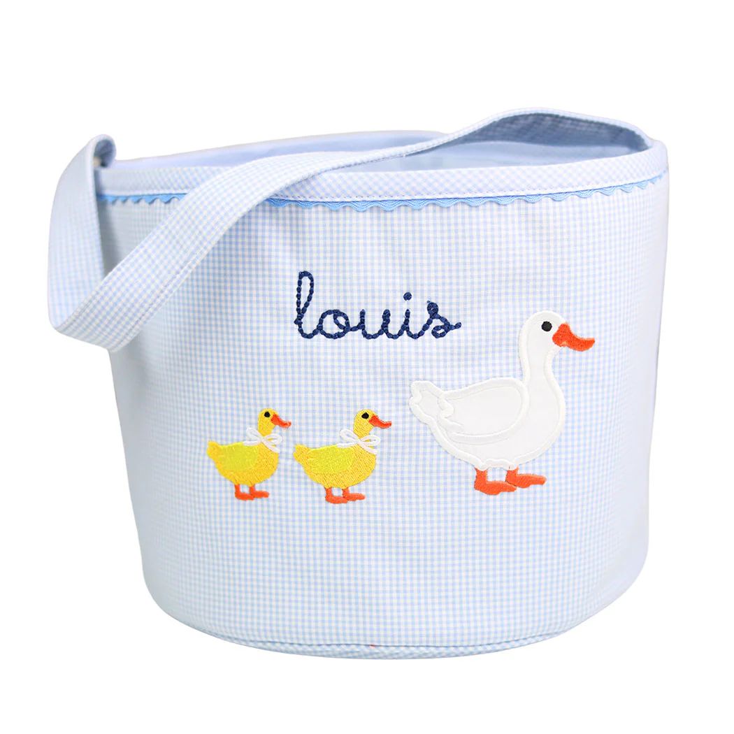 Blue Personalized Duckling Easter Bucket | The Bella Bean