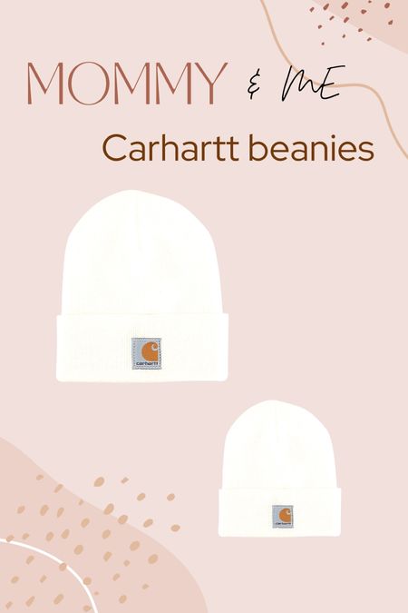 Mommy and me matching Carhartt beanies, winter hats, white/cream toboggan  

#LTKSeasonal #LTKfamily #LTKkids
