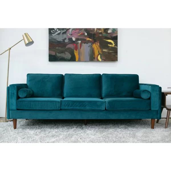 Velvet 88" Wide Square Arm Sofa | Wayfair North America