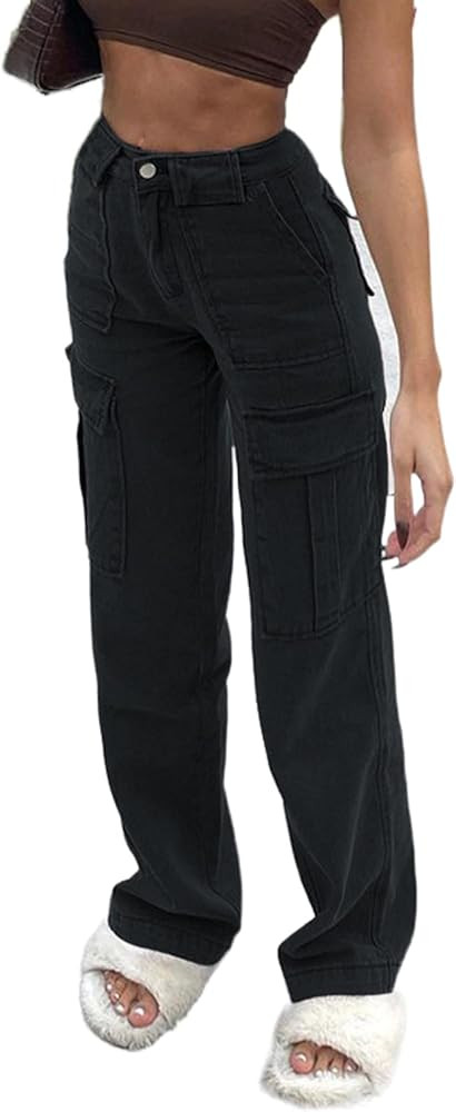 Women Wide Leg Jeans Baggy Low Waist Denim Pants Casual Loose Straight Trousers Vintage 90s Stree... | Amazon (US)