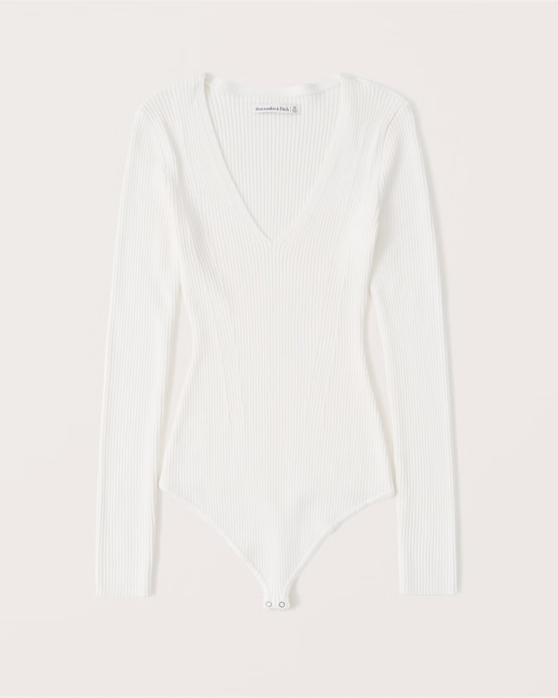 Long-Sleeve V-Neck Bodysuit | Abercrombie & Fitch (US)