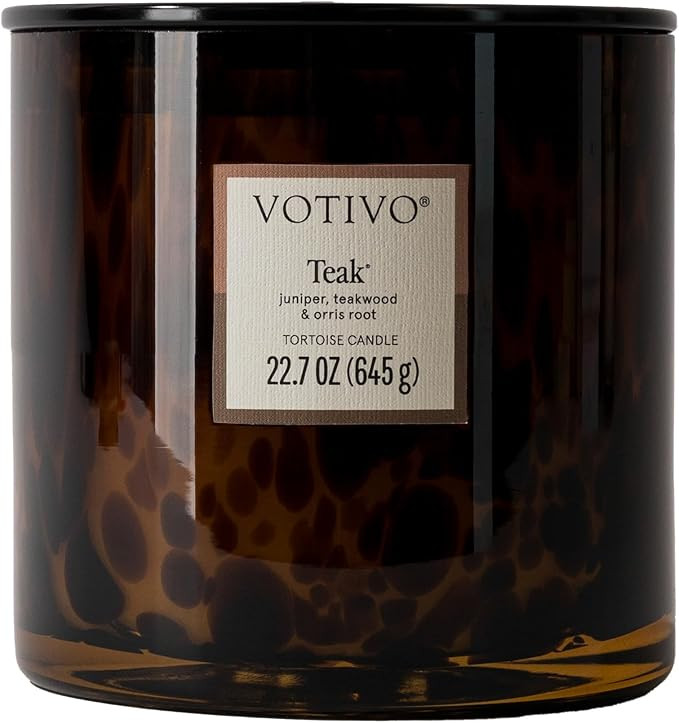 Votivo Teak Tortoise Scented Candle | 22.7 oz Soy Wax Blend | Woody Outdoors Scent | Decorative H... | Amazon (US)