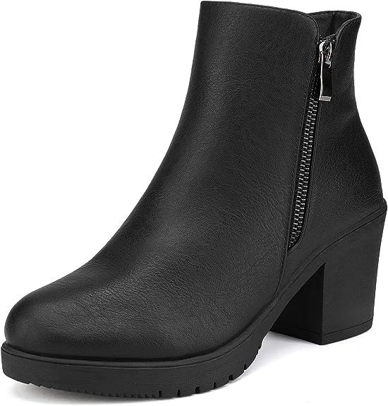 DREAM PAIRS Women's Low Heel Chunky Ankle Boots Winter Shoes | Amazon (US)