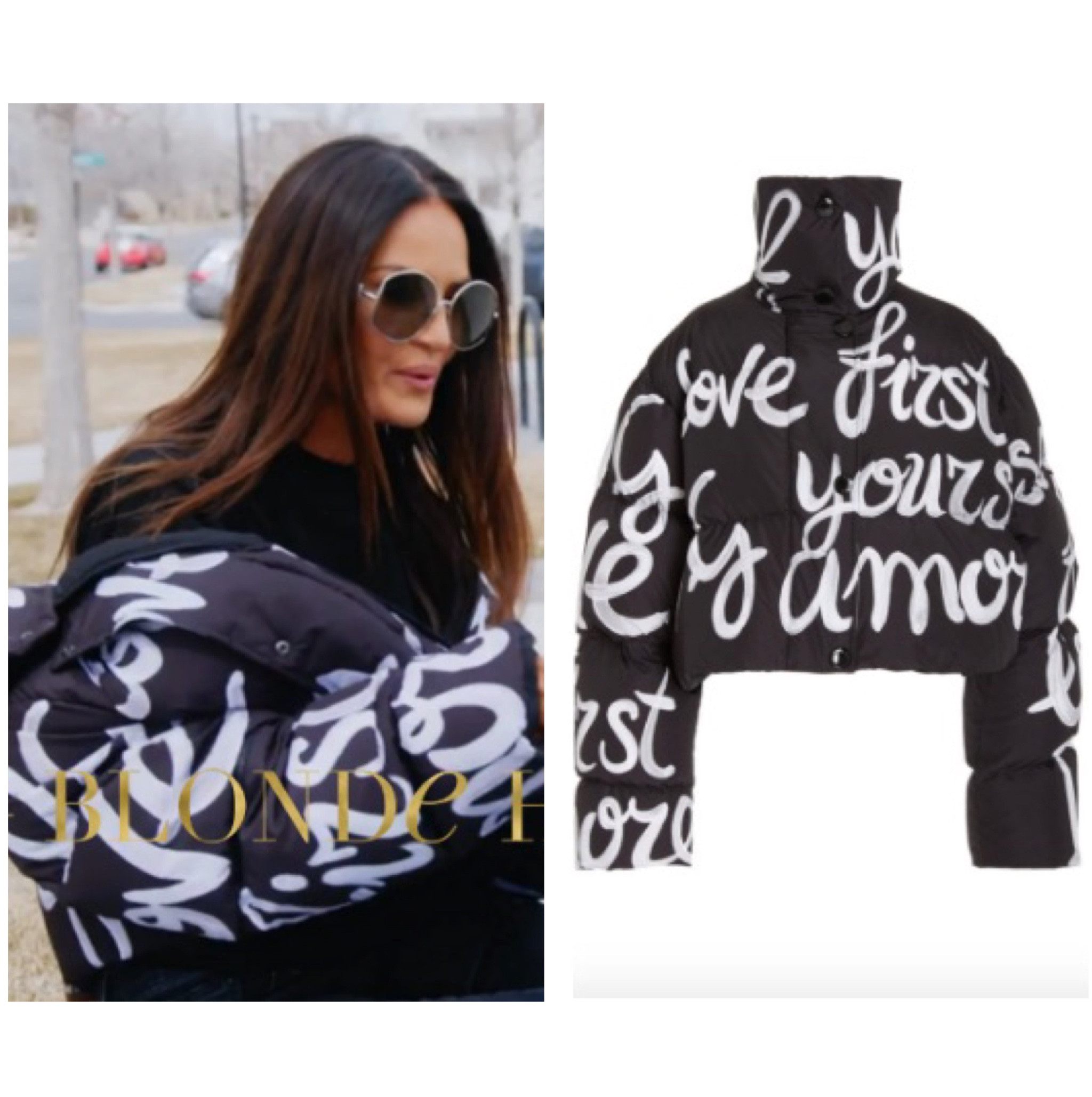 Lisa Barlow’s Black and White Graffiti Print Jacket