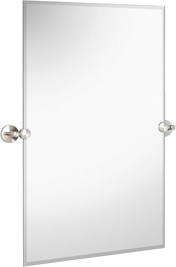 Hamilton Hills Large Pivot Rectangle Mirror with Brushed Chrome Wall Anchors | Silver Backed Adju... | Amazon (US)