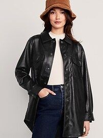 Faux-Leather Shacket for Women | Old Navy (US)