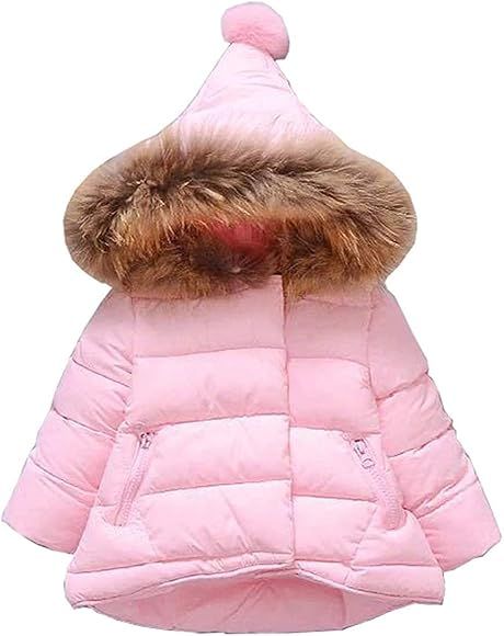 Baby Girls Boys Hooded Snowsuit Winter Warm Fur Collar Hooded Down Windproof Jacket Outerwear | Amazon (US)