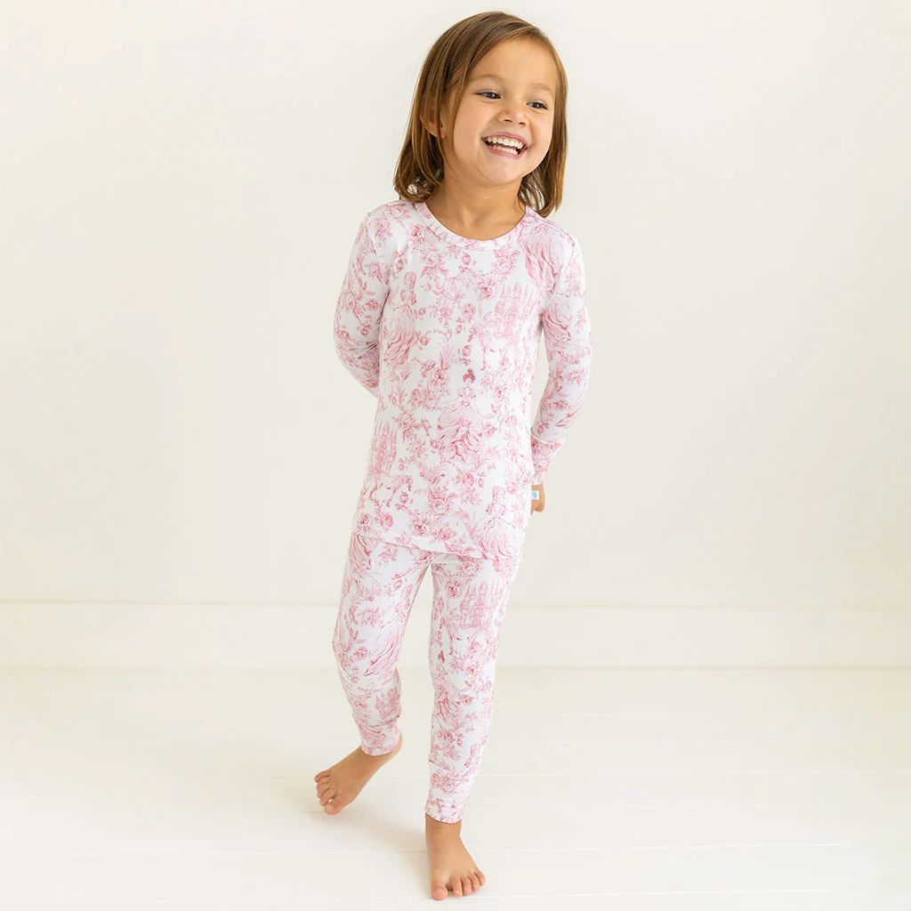 Floral White Long Sleeve Toddler Pajamas | Antoinette | Posh Peanut