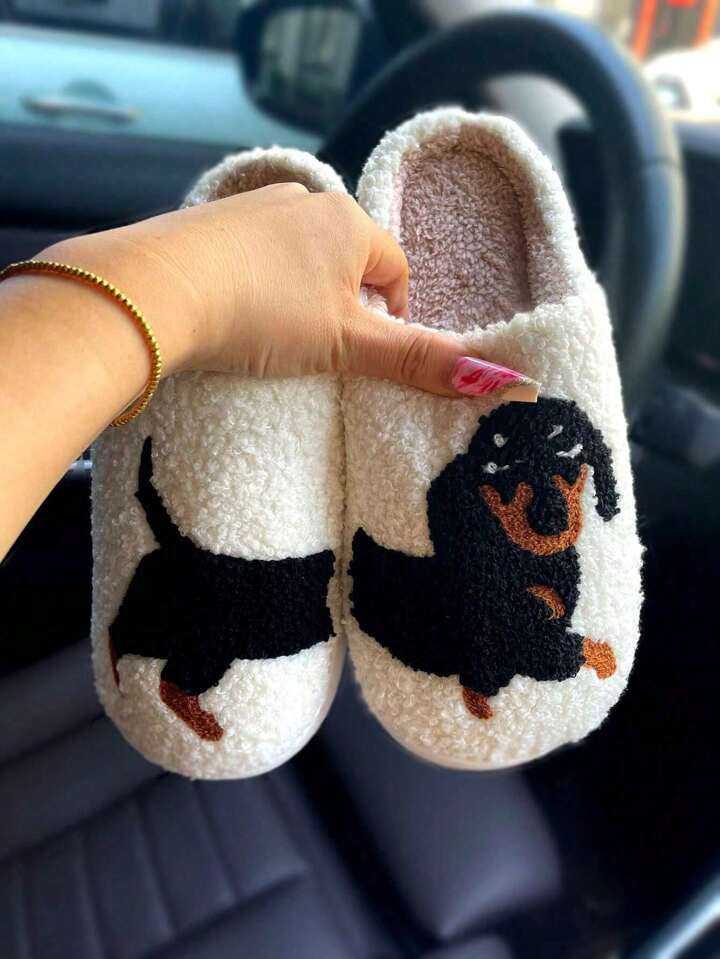 Dachshund Dog Boutique Slippers One Size Smaller Women's Winter Warm Fluffy Slippers Plush Home S... | SHEIN