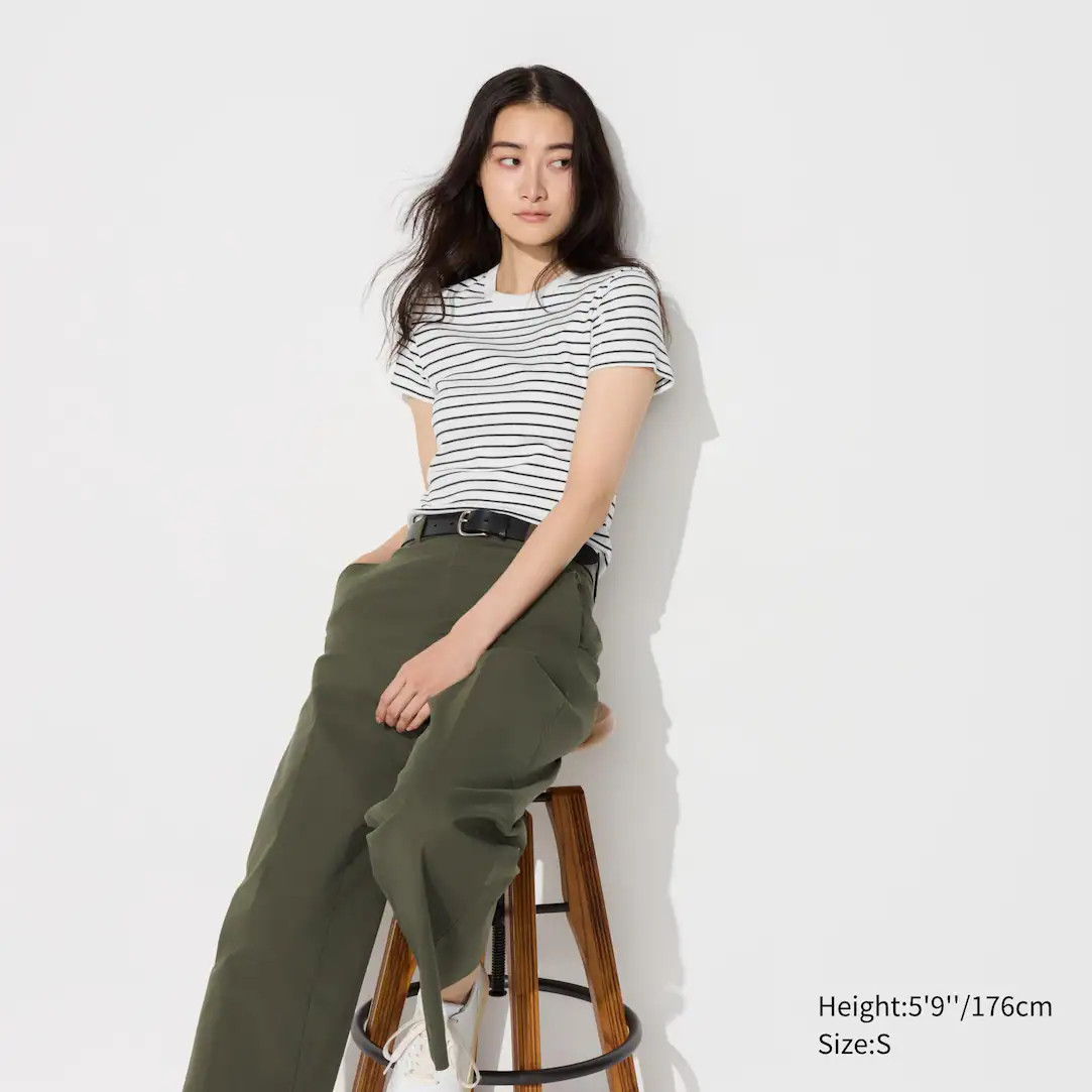 T-shirt Soft a Coste a Righe Girocollo | Uniqlo IT