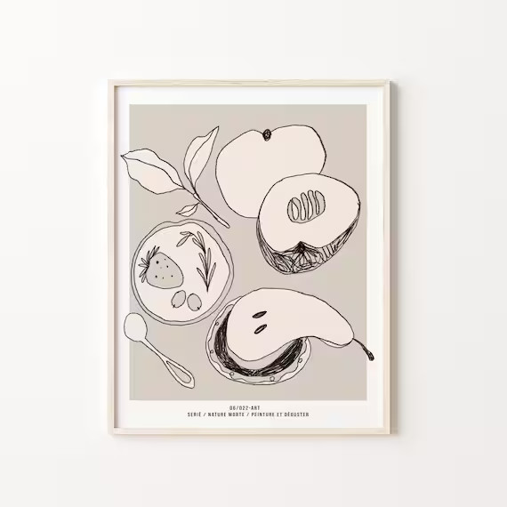 Fruit Poster  Minimalist Kitchen Art  Kitchen Gallery Wall  - Etsy | Etsy (US)