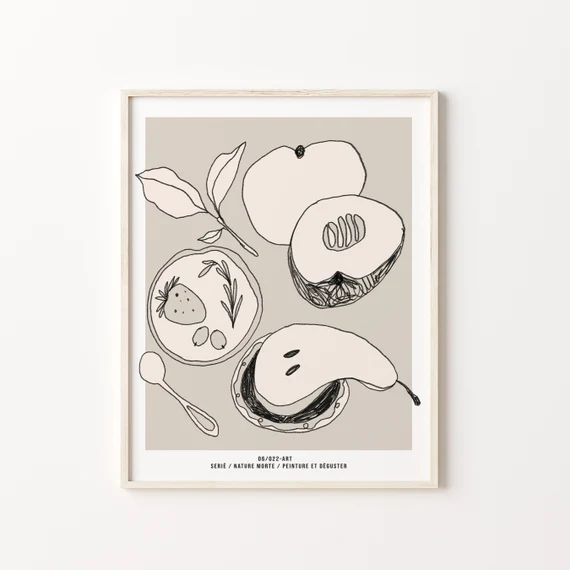 Fruit Poster  Minimalist Kitchen Art  Kitchen Gallery Wall  - Etsy | Etsy (US)