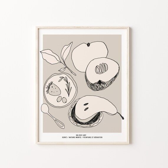 Fruit Poster  Minimalist Kitchen Art  Kitchen Gallery Wall  - Etsy | Etsy (US)